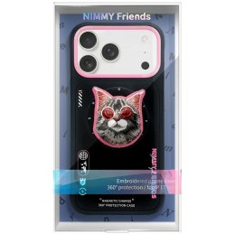 Etui Nimmy Glasses Cool Cat MagSafe do iPhone 17 Pro czarno różowy