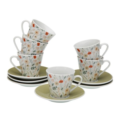 Zestaw 6 filiżanek z talerzykami Versa verdi Porcelana