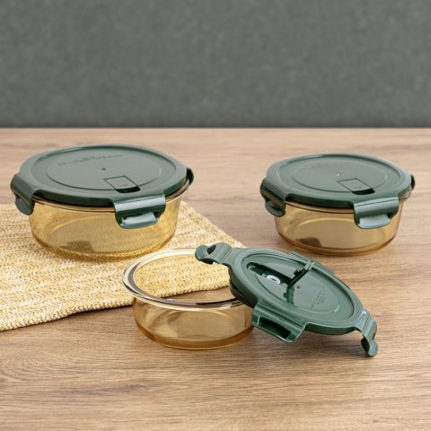 Hermetyczne pudełko na lunch Bidasoa Infinity Okrągła 390 ml Żółty Szkło (12 Sztuk)