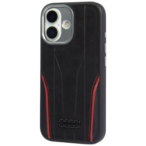 Etui Audi R8 Genuine Leather MagSafe do iPhone 17 czarno-czerwony
