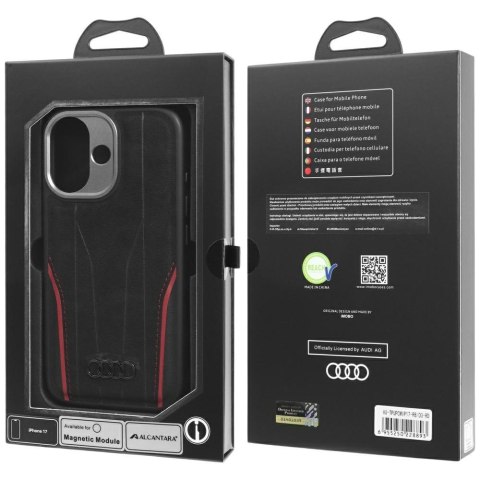 Etui Audi R8 Genuine Leather MagSafe do iPhone 17 czarno-czerwony