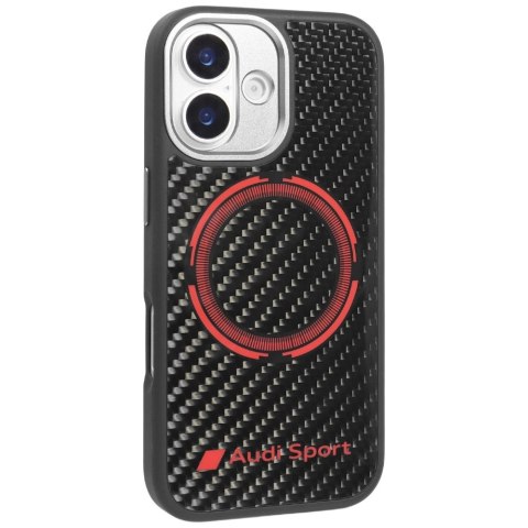 Etui Audi RSQ Carbon Fiber Sport Red Circle MagSafe do iPhone 17 czarny