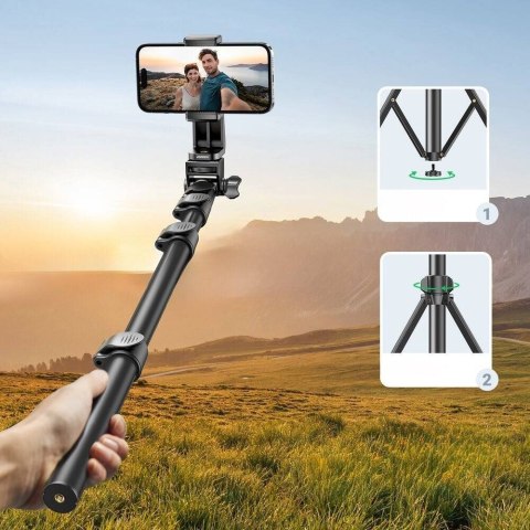 Ugreen selfie stick ze stojakiem i pilotem LP680 1.8m (czarny)