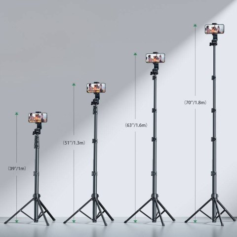 Ugreen selfie stick ze stojakiem i pilotem LP680 1.8m (czarny)