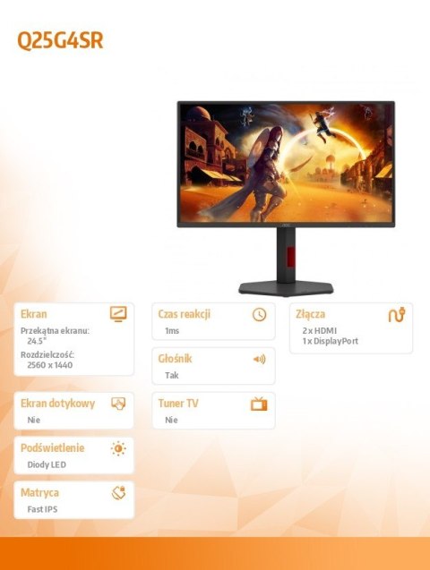 Monitor Q25G4SR 24.5 cala Fast IPS 300Hz HDMIx2 DP Pivot Głośniki