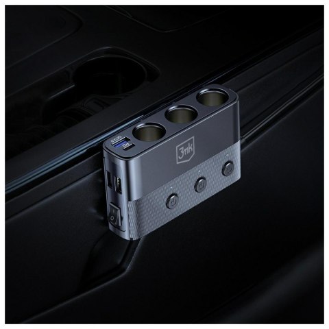 Rozdzielacz 3MK Car Power Splitter 120W PD QC PPS 3xUSB-A 1xUSB-C 3xDC czarny