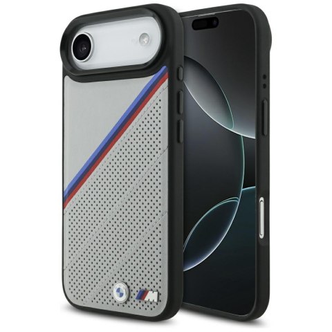 Etui BMW M Tricolor Metal Logo MagSafe do iPhone Air szary