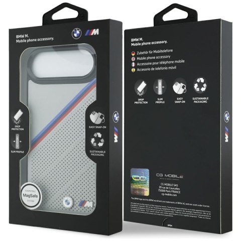 Etui BMW M Tricolor Metal Logo MagSafe do iPhone Air szary