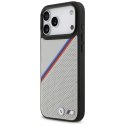 Etui BMW M Tricolor Metal Logo MagSafe do iPhone 17 Pro Max / 18 Pro Max szary