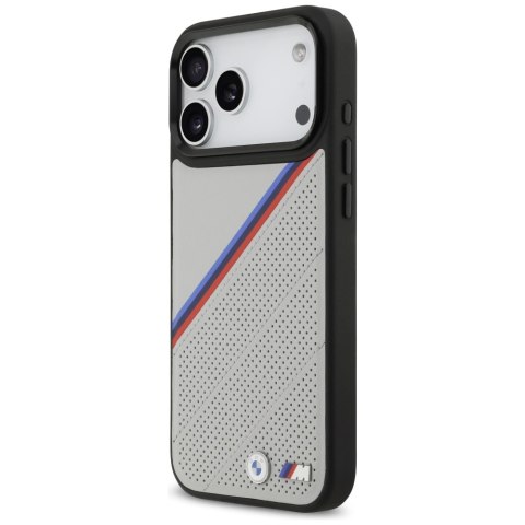 Etui BMW M Tricolor Metal Logo MagSafe do iPhone 17 Pro Max / 18 Pro Max szary