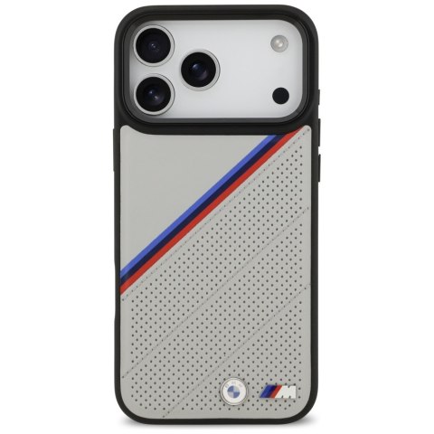 Etui BMW M Tricolor Metal Logo MagSafe do iPhone 17 Pro Max / 18 Pro Max szary