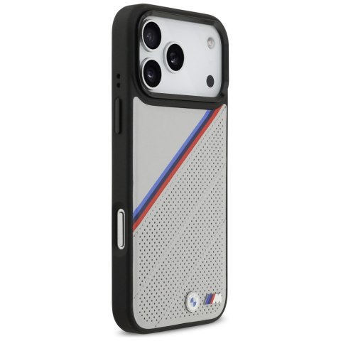 Etui BMW M Tricolor Metal Logo MagSafe do iPhone 17 Pro Max / 18 Pro Max szary