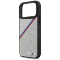 Etui BMW M Tricolor Metal Logo MagSafe do iPhone 17 Pro Max / 18 Pro Max szary