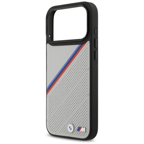 Etui BMW M Tricolor Metal Logo MagSafe do iPhone 17 Pro Max / 18 Pro Max szary