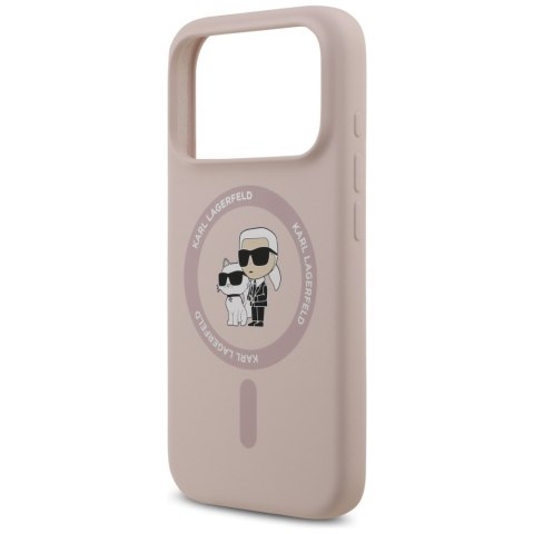 Etui Karl Lagerfeld Silicone Karl&Choupette Ring MagSafe do iPhone 17 Pro różowy