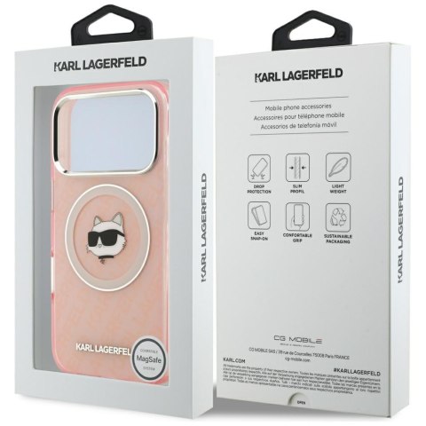 Etui Karl Lagerfeld IML Choupette Head Logo MagSafe do iPhone 17 Pro Max różowy