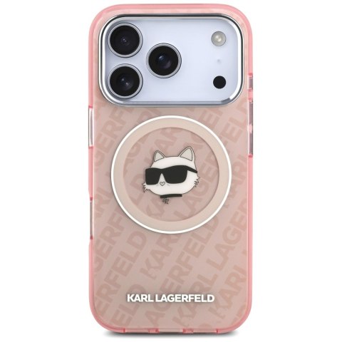Etui Karl Lagerfeld IML Choupette Head Logo MagSafe do iPhone 17 Pro różowy