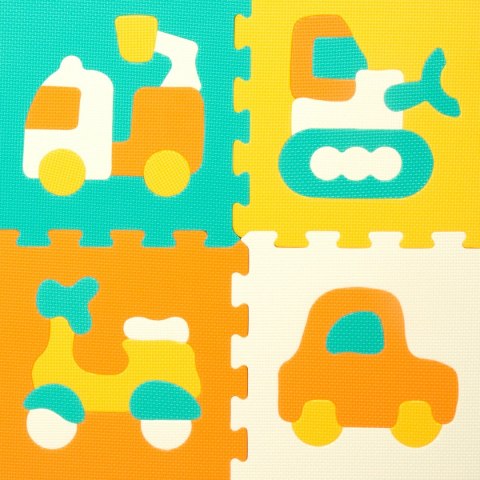 Dywan Puzzle Colorbaby Wielokolorowy Plastikowy EVA 90 x 90 cm Pojazdy 9 Części (4 Sztuk)