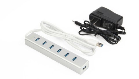 HUB 7 x USB3.0 Aluminium z zasilaczem; Y-3090