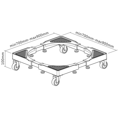 MACLEAN PODSTAWA POD PRALKĘ RUCHOMA, BLOKADA KÓŁEK, SZER. 700-900MM, UNIWERSALNA, DO 200KG MC-119 B