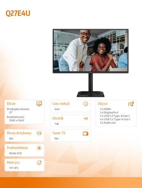 Monitor Q27E4U 27 cali IPS 120Hz HDMI DP Pivot Głośniki