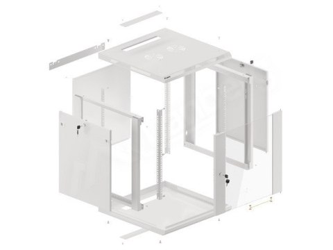 Szafa instalacyjna wisząca 19 cali 12U 600X600mm szara (drzwi szklane)