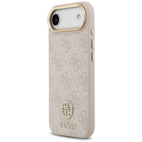 Etui Guess 4G Strass Logo & Big Strap Metal Buttons MagSafe do iPhone Air różowy