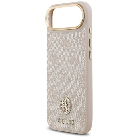 Etui Guess 4G Strass Logo & Big Strap Metal Buttons MagSafe do iPhone Air różowy