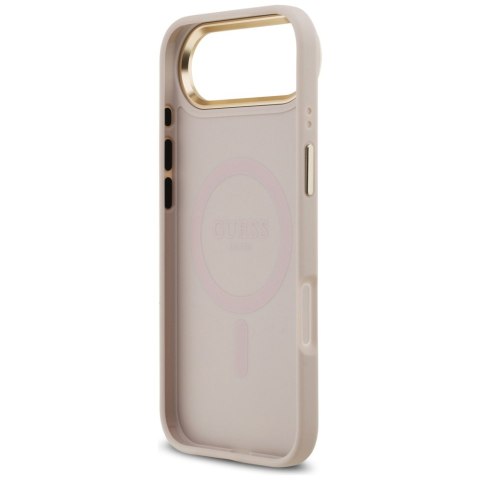 Etui Guess 4G Strass Logo & Big Strap Metal Buttons MagSafe do iPhone Air różowy