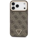 Etui Guess 4G Triangle Logo MagSafe do iPhone 17 Pro Max brązowy złoty
