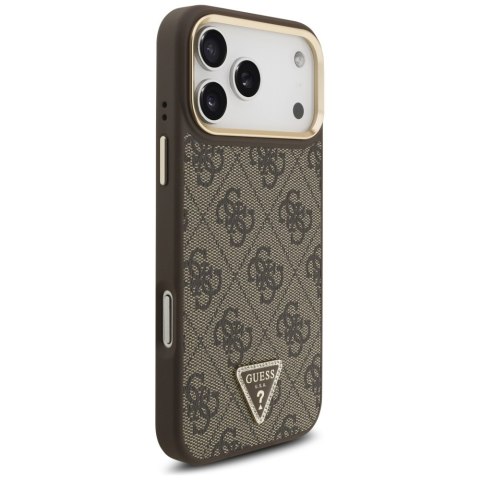 Etui Guess 4G Triangle Logo MagSafe do iPhone 17 Pro Max brązowy złoty