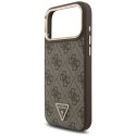 Etui Guess 4G Triangle Logo MagSafe do iPhone 17 Pro Max brązowy złoty