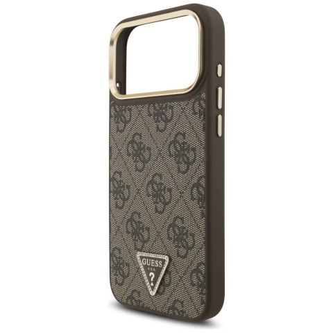 Etui Guess 4G Triangle Logo MagSafe do iPhone 17 Pro Max brązowy złoty