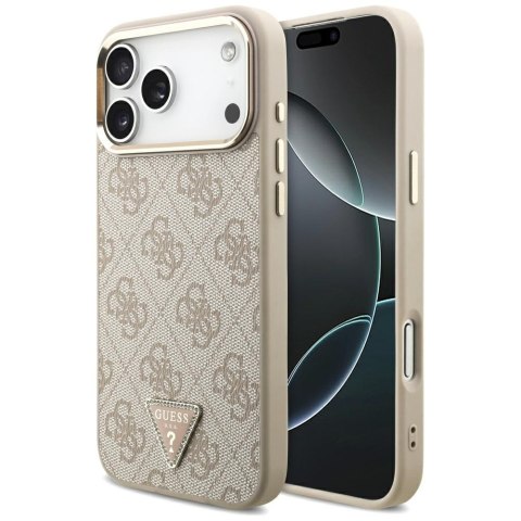 Etui Guess 4G Triangle Logo MagSafe do iPhone 17 Pro Max różowy złoty