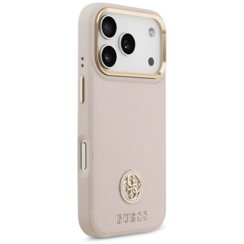 Etui Guess Grained Strass Logo MagSafe do iPhone 17 Pro różowy
