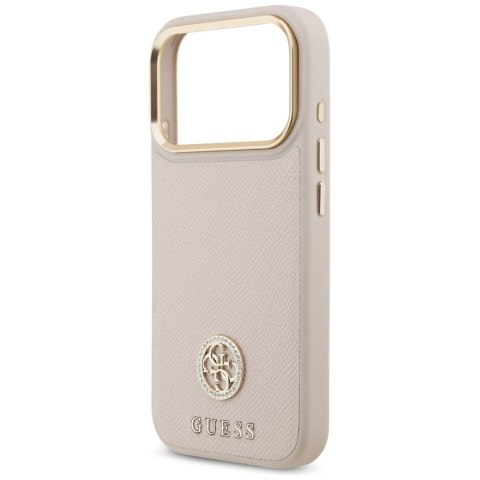 Etui Guess Grained Strass Logo MagSafe do iPhone 17 Pro różowy
