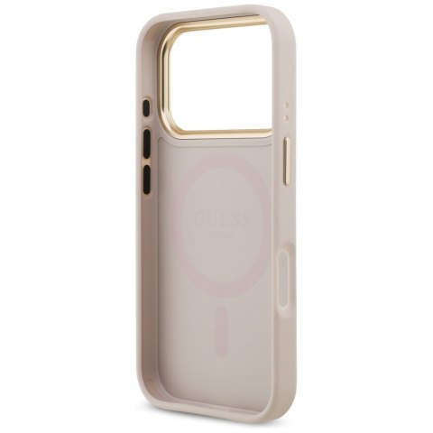 Etui Guess Grained Strass Logo MagSafe do iPhone 17 Pro różowy