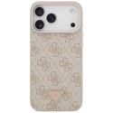 Etui Guess Leather 4G Triangle Strass MagSafe do iPhone 17 Pro Max różowy
