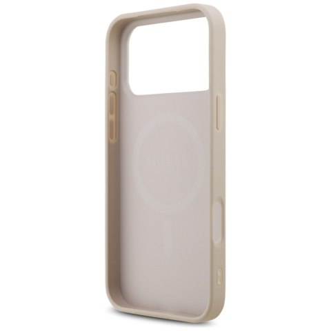Etui Guess Leather 4G Triangle Strass MagSafe do iPhone 17 Pro Max różowy
