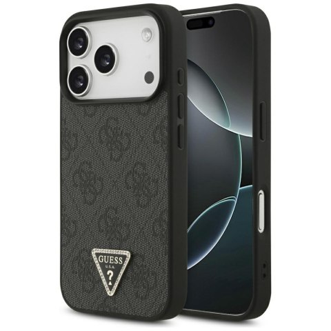 Etui Guess Leather 4G Triangle Strass MagSafe do iPhone 17 Pro czarny