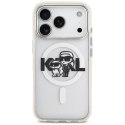 Etui Karl Lagerfeld IML Glitter Karl & Choupette Sketch Logo MagSafe do iPhone 17 Pro przezroczysty