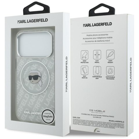 Etui Karl Lagerfeld IML Karl Head Logo MagSafe do iPhone 17 Pro szary