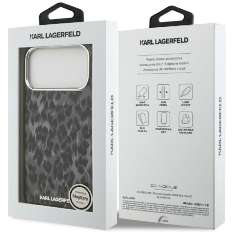 Etui Karl Lagerfeld IML Leopard Pattern MagSafe do iPhone 17 Pro Max czarny