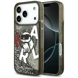 Etui Karl Lagerfeld Liquid Glitter Choupette Logo MagSafe do iPhone 17 Pro Max czarny