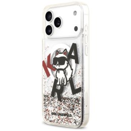 Etui Karl Lagerfeld Liquid Glitter Choupette Logo MagSafe do iPhone 17 Pro Max przezroczysty