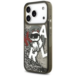 Etui Karl Lagerfeld Liquid Glitter Choupette Logo MagSafe do iPhone 17 Pro czarny