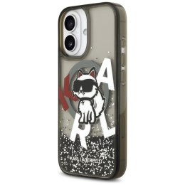 Etui Karl Lagerfeld Liquid Glitter Choupette Logo MagSafe do iPhone 17 czarny