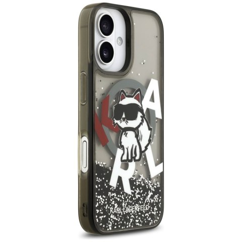 Etui Karl Lagerfeld Liquid Glitter Choupette Logo MagSafe do iPhone 17 czarny