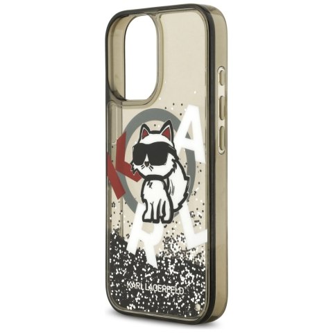 Etui Karl Lagerfeld Liquid Glitter Choupette Logo MagSafe do iPhone 17 czarny