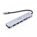 HUB USB-C 7w1 Aluminium PD 100W ; 5 Gbps ; HDMI 4K